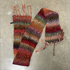 Colorful Knit Scarf with Fringe